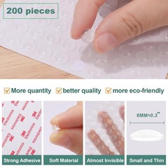 200pcs Cabinet Door Bumpers Clear Self 8x2mm 200pcs, Transparency