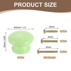 10Pcs Round Wood Drawer Knob 1 1/4″ Mushroom Shape Knobs Light Green