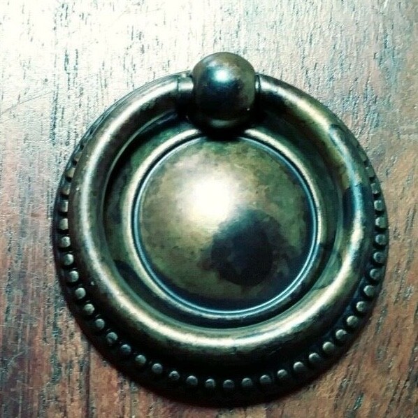Brass FURNITURE Hardware Drawer Ring Pull w/ Backplate Bosetti Marella Italy