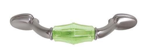 (12 Pack) 3″ Coke Bottle Green Faceted Acrylic Insert Pull Satin Nickel