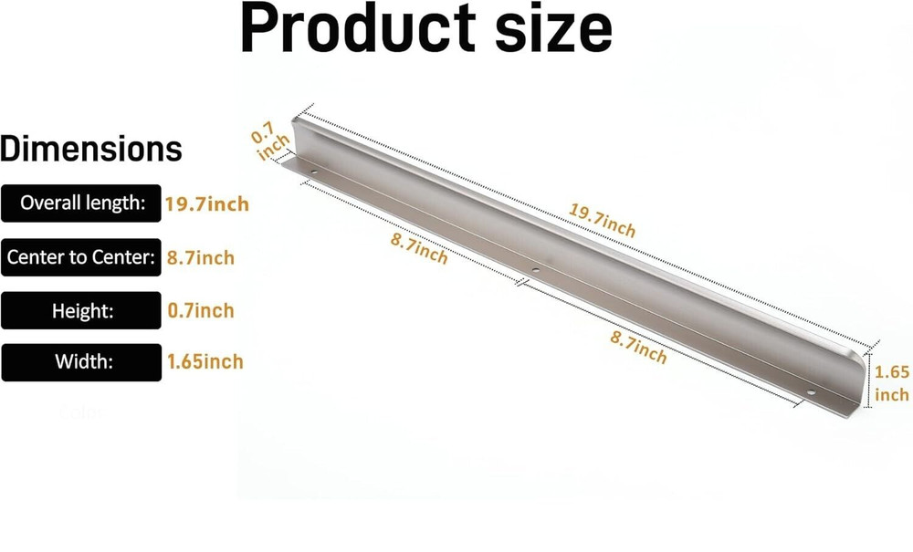Satanga Brushed Nickel Pack of 2 Edge Finger Pull for Cabinets 19.69″ Length