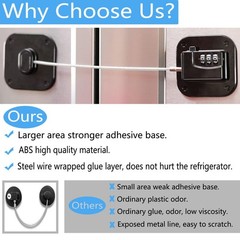 YEYA Refrigerator Door Lock w/ Combination, 2-Pack, Adult Security, No-Drill