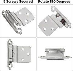 3/8″ Inset Kitchen Cabinet Hinges Self Closing Face Mount Cupboard Door Hinges