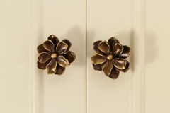 Vintage Camellia Flower Cabinet Knob Antique Brass Drawer Wardrobe Pulls Knobs