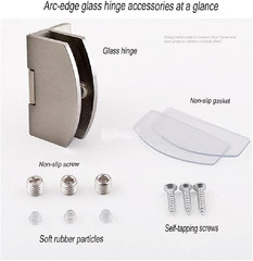 2-Piece 90° Glass Cabinet Hinges for 5-7Mm (Silver) | No-Drill Glass Door Hinge,