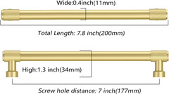 Brushed Gold Cabinet Pulls – 10 Pack 7 Inch Knurled Handles for Kitchen & Cupboa