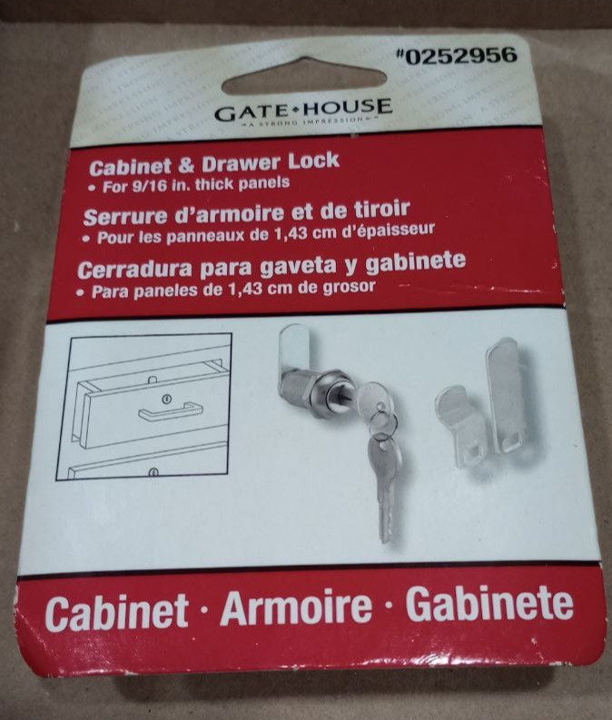 Cabinet & Drawer Keyed Lock for 9/16 Inch Thick Panels by Gatehouse #0252956