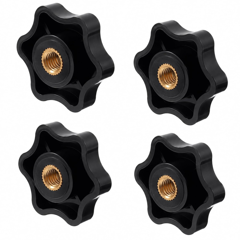 4 Pcs 1/4-20 Knob, 1/4-20 Star Knobs Black Nylon Screw-On Threaded Knobs Nuts 6-