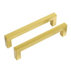 Brushed Gold 5 Inch Stainless Steel Square Bar Modern Cabinet Handles 5 PCS