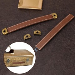 2 Pcs Leather Handles for Drawers Trunk Khaki Brown Suitcase Luggage Pulls