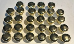Lot 28 Vintage Solid Brass Cabinet Drawer Knobs Round Mushroom Pulls 1.25″ (5)