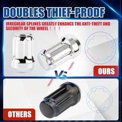 MWheel Locks with Key Wheel Locks 1.37 inch Length with 1 Key 60 12×1.5 Chrome