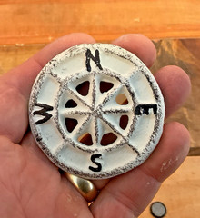 Set of 6 Distressed White Cast Iron Compass Rose Drawer Pulls…Ships Free!