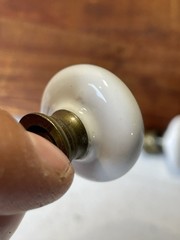 Vtg Lot of 2 Amerock White Porcelain Ceramic Mushroom Cabinet Knobs Drawer 1.5”