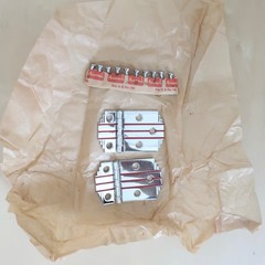 6 Pair Amerock Red Line flush cabinet door hinge chrome plate Deco NOS Vintage