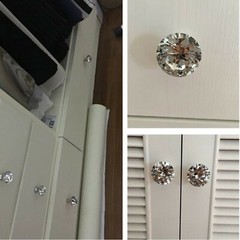 10Pcs Crystal Glass Cabinet Knob Diamond Shape 30mm Drawer Cupboard Handle Pull
