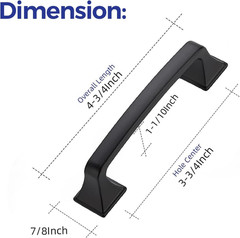30 Pack Matte Black Cabinet Handles 3-3/4″ Hole Center Square Arch Pulls