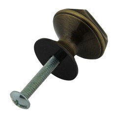 6 Cabinet Knob Antique Solid Brass 1″ Dia |Renovator’s Supply