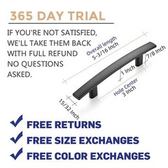 30 Pack | 5-3/16” Curved Cabinet Pulls Matte Black Kitchen Drawer Pulls Arch…