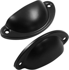 12 Pack Drawer Cup Pulls 2.5 Inch Hole Centers, Black Cabinet Pull Handles Kitch
