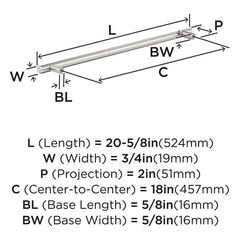 Bar Pulls 18 inch (457 mm) Center-to-Center Satin Nickel Appliance Pull, BP54…