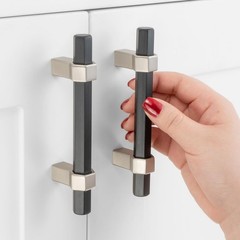 5 Pack 3 Inch Hole Centers, Black and Nickel Cabinet Pulls Matte Black and Br…