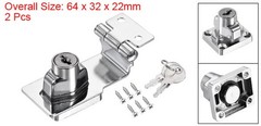 2pcs 3″ Keyed Alike Hasp Lock 90 Degree Chrome Plated Twist Knob Silver