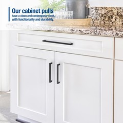 4 Pack Black Cabinet Handles, 12-3/5 Inch, 320mm Hole Centers, Square, Steel