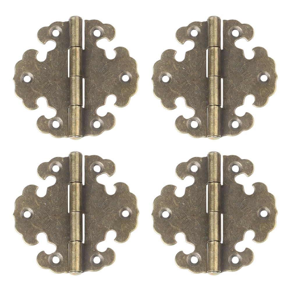 4 Pieces of Decorative Iron Hinges for Enhancing For Wooden Doors and Cabinets
