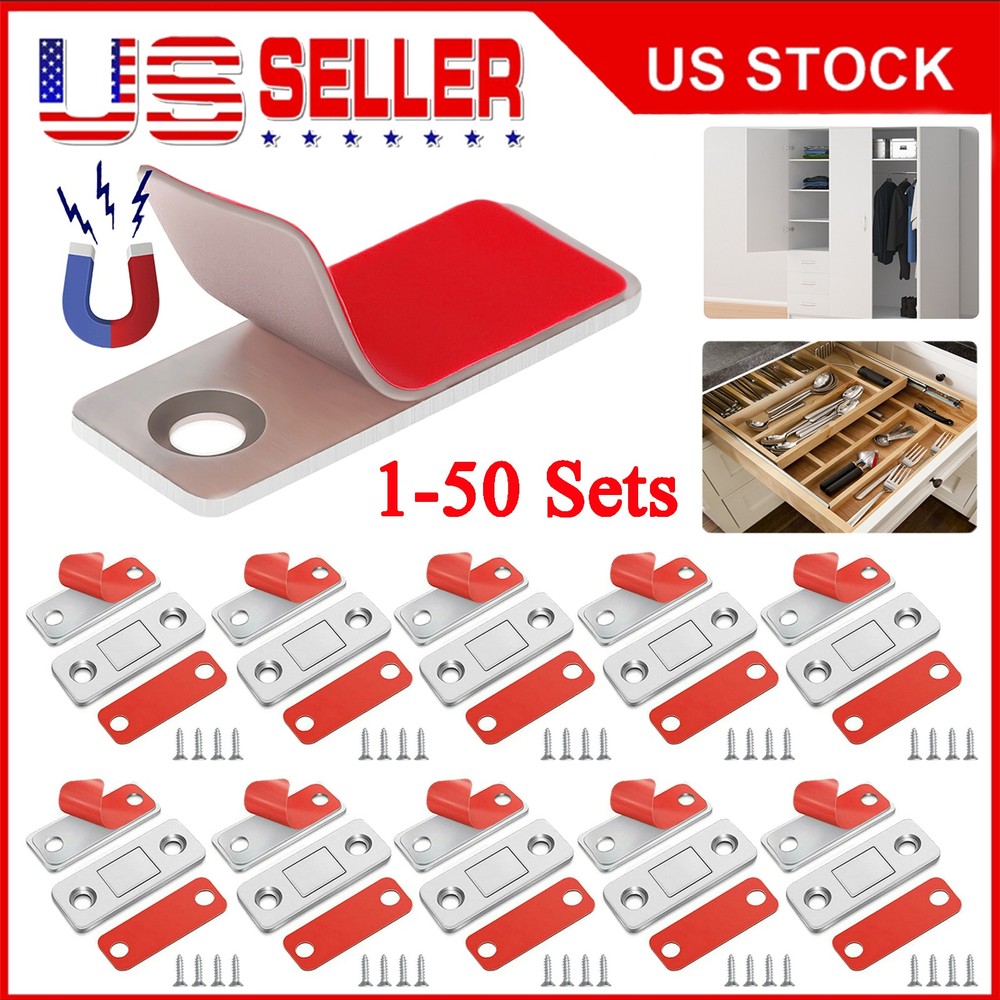 Strong Magnetic Door Closer Cabinet Catch Latch Cupboard Ultra Thin Closures Lot