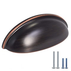 HOMOTEK 6 Pack Oil Rubbed Bronze Cabinet Cup Pulls 3 Inch