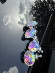 4Pcs Crystal Glass Cabinet Knobs AB Rainbow Diamond Drawer Pull Handles Chrome