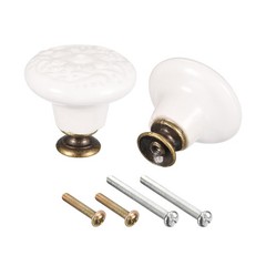 2pcs 32x34mm Ceramic Drawer Knobs with Mounting Screws for Home White