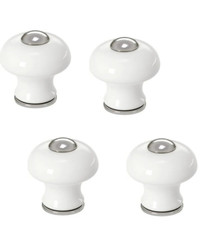 Set of 4 IKEA HISHULT Drawer Knobs Retro White Porcelain 1 3/16″ New 502.652.48