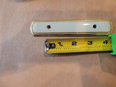 Vintage AJAX Polished Brass Cabinet Backplate For Drawer Pulls–3 in CC.
