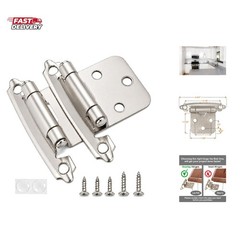 Cabinet Hinges Brushed Nickel for Kitchen Cabinets Doors 1 Pair -2 Pcs -1/2″ …