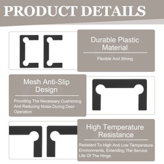 8Pcs Glass Hinge Gasket, Plastic Shower Doors Hinges, Black