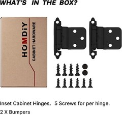 48 PCS 3/8″ Inset Cabinet Door Hinges Self Closing Matte Black Screws Included