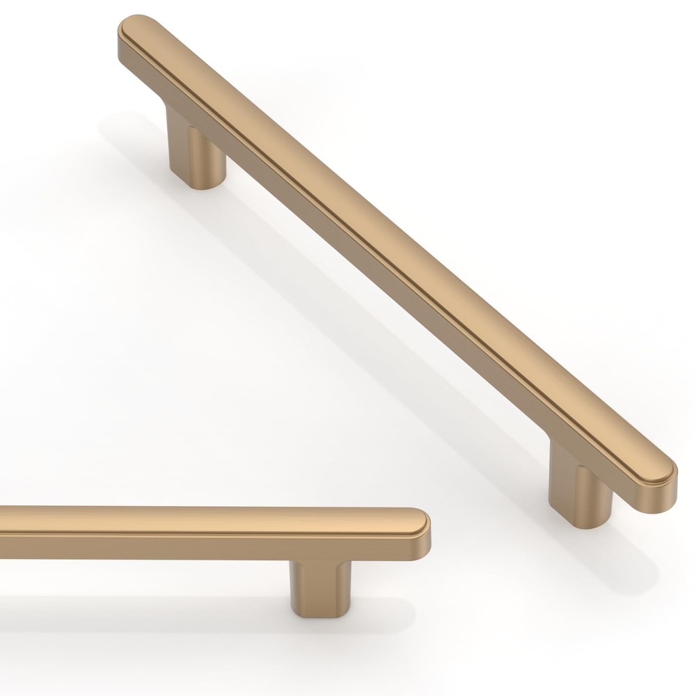 Asimerdeco 10 Pack Champagne Bronze Cabinet Pulls 5 Inch(128mm) Kitchen Cabinet