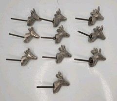 10 Deer Stag Buck Head W/Antlers Door Drawer Cabinet Pull Knob Handle Cast Metal