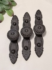 5 Large Rustic Cast Iron Cabinet Pulls Metal Drawer Pulls Vintage Hardware