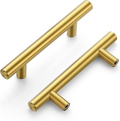 Elegant Brushed Brass Cabinet Handles – 5″ Length, 3 Pack for Modern Homes