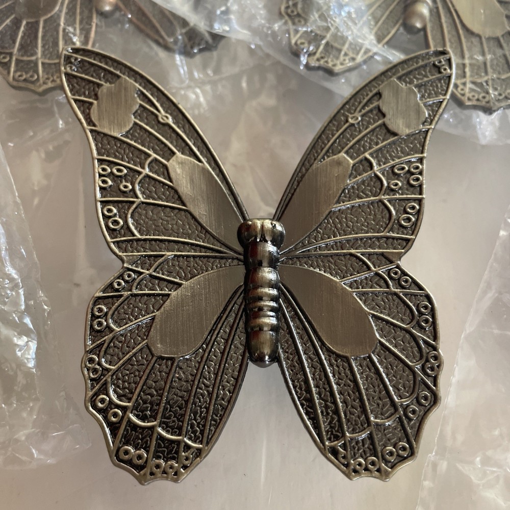 Butterfly Drawer Handles Door Knob Cabinet Pulls Brass Bronze Color Lot Of 5 New