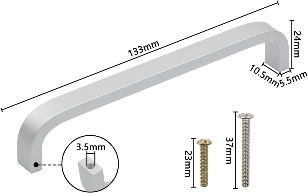 Pack of 10 Cabinet Handle Set Arched Curved Silver Drawer Wardrobe Door Pull