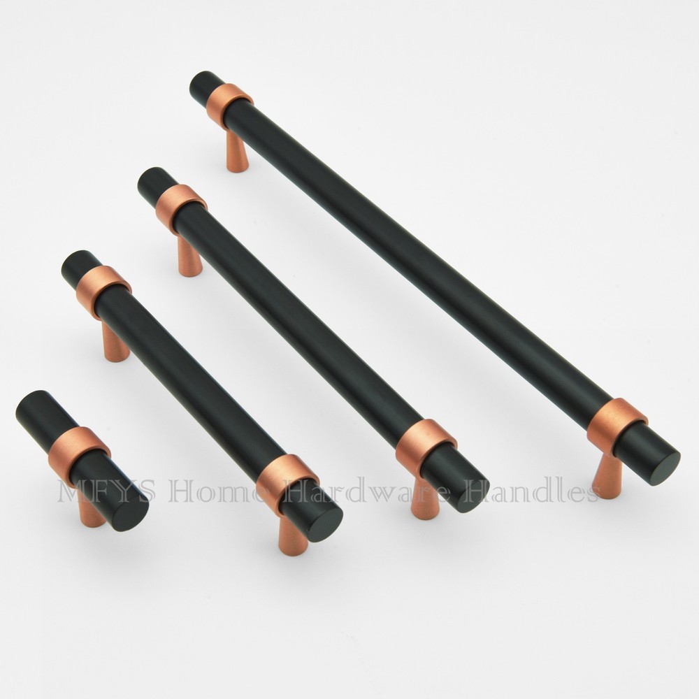 MFYS Black Copper Drawer Pulls Modern Kitchen T Bar Knobs Handles Dresser Handle