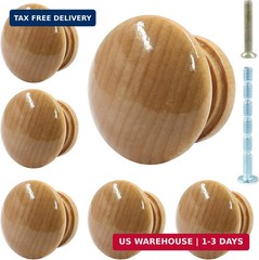 Piutouyar Wood Dresser Knobs, Mushroom Shape Wooden Drawer Pulls – 6 Pcs Round C