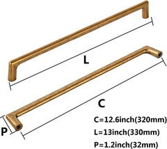 6 Pack 12 3/5 Inch(320Mm) Hole Centers Vintage Antique Brass Kitchen Cabinet Pul