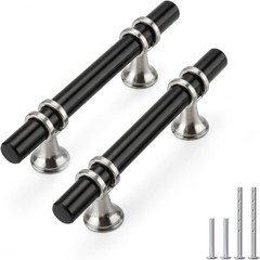 Rergy 10 Pack 3 Inch Black and Brushed Nickel Cabinet Pulls Heavy-Duty Kitche…