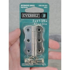Everbilt 2 in x 1-3/8 in Decorative Hinges 2 Pack Satin Nickel Finish 19814
