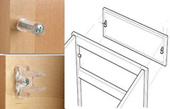 Sink Tip-Out Snap in False Drawer Front Clips Full Set 2 Dowels and 2 Clips with